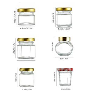 Bon marché, petits pots vides en verre vides hexagonaux ronds de forme carrée de 25ml 30ml 40ml 50ml vides de vinaigrette à <span class=keywords><strong>confiture</strong></span> de fruits et de miel avec couvercle en métal - Product Image 1