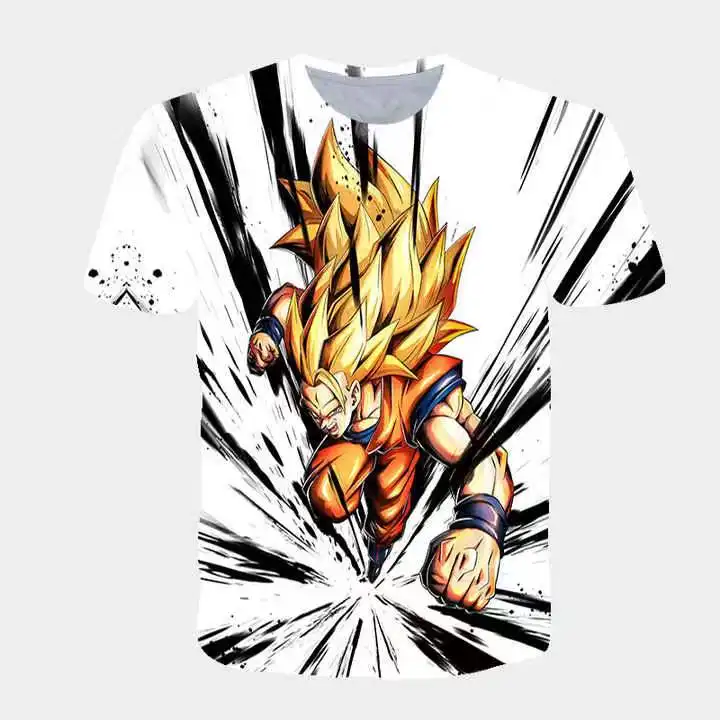 Wholesale Anime T Shirts Custom Graphic Logo Cartoon Character Goku Men Full Dye Sublimation Fashion 3D Printing T Shirts