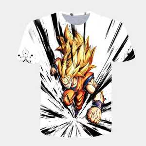 เสื้อยืดอะนิเมะสำหรับผู้ชายเสื้อยืดพิมพ์ลาย3D พิมพ์ลายตัวละครการ์ตูน goku โลโก้กราฟิกตามสั่ง