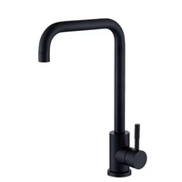 Robinet de cuisine monocommande FEIDU en acier inoxydable brossé, chaud/froid, avec tuyau coudé en forme de sept et cartouche céramique thermostatique
