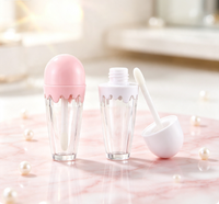 Tube de brillant à lèvres vide en forme de cornet de crème glacée 6ml en gros, en stock, logo personnalisé, emballage cosmétique direct usine