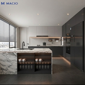 Gabinetes de Cocina de Madera Contrachapada de Lujo Italianos MACIO con Isla Central, Estructura de <span class=keywords><strong>OSB</strong></span> Pintada, Muebles a Medida para Proyectos de Villas - Product Image 3