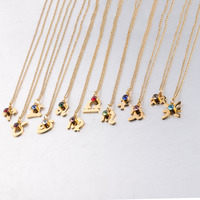 Collier pendentif de haute qualité, bijoux en acier inoxydable tendance, collier en pierre multicolore significatif du zodiaque, cadeaux pour femmes