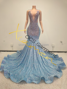 Fabricants MF pour douane vêtements robe 2025 mode violet strass paillettes femme soirée bal robes de soirée - Product Image 4