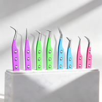 Pince à épiler professionnelle à pointe en fibre pour isolation des cils, avec logo personnalisé gratuit, pour application de volume d'extensions de cils