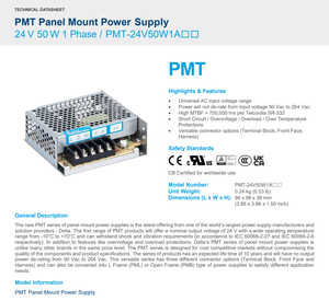 Alimentation à découpage PMT 220V vers DC24V 50W 2.09A, température de fonctionnement -10°C à +70°C, usage industriel - Product Image 5