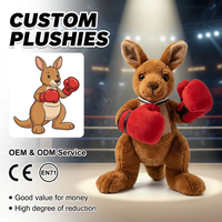 Peluche Kangourou Personnalisée pour la Boxe, Animal en Peluche Doux avec Gants Rouges pour la Promotion Sportive