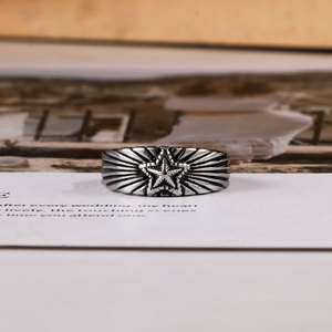 Retro Titanium Steel Five Pointed Star <b>Ring</b> Unisex Fashion Jewelry Gift Accessory SA961 - Product Image 1