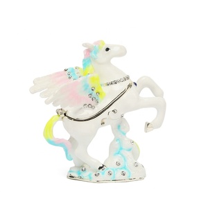 SHINNYGIFTS Hand Painted Unicorn Trinket Box Hinged Enameled Jewelry Box Unique Mini Ring Earrings Jewelry Organizer