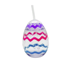 Bicchieri in Plastica PET da 550ml a Forma di Cartone Animato, Stile Uovo di Pasqua e Natale, con Cannuccia - Product Image 1