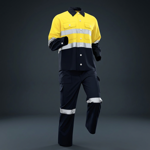 Veste et Chemise de <span class=keywords><strong>Travail</strong></span> Haute Visibilité Réfléchissante de Sécurité Industrielle pour Hommes – Tenue de Chantier - Product Image 3