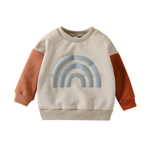 Sweat à capuche personnalisé pour bébé nouveau-né automne enfant tricoté lettre arc-en-ciel impression couleur bloc <span class=keywords><strong>pull</strong></span> à manches longues adolescent garçon vêtements de <span class=keywords><strong>mode</strong></span> - Product Image 2