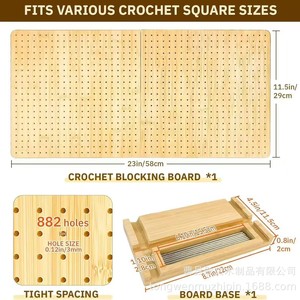 Planche à crocheter en bois à mailles carrées pour le tricot manuel, accessoire de couture DIY, rangement pratique et pliable pour fils - Product Image 4