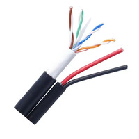 EXC exterior UTP CAT5e Cat6 Cable cobre Cat6 cable de red con 2C cable eléctrico para sistema de seguridad de cámara CCTV