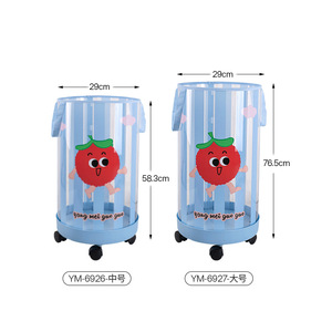 Plush Toy Storage Bucket Round Transparent With Wheels For Kids Room Organizing Dolls And Figurines - Product Image 5