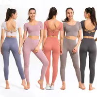 2021 Yoga Đặt Biểu Tượng Tùy Chỉnh Cao Eo Chặt Chẽ Workout Quần Áo Phụ Nữ 2 Piece Thể Thao Tập Thể Dục Chất Lượng Cao Activewear