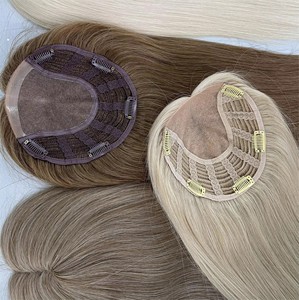Parrucchino con Clip in <span class=keywords><strong>Capelli</strong></span> Umani Veri al 100% Remy, Base Mono, Dimensioni 6x7 7x8, per Donne Bianche - Product Image 1