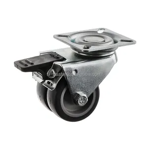 50mm sliding furniture wheels360 degree swivel 60x60mm top plate castor with 2IN TPR double wheel Furniture Cabinet caster