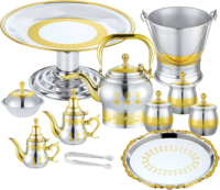 Ensemble de thé arabe de luxe 11 pièces, service à thé et à café en métal de qualité supérieure, ensemble de thé islamique traditionnel avec plateau pour cadeau de Ramadan