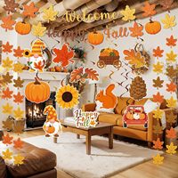 Guirlande d'automne suspendue en spirale avec feuilles d'érable et citrouilles - Décoration élégante et durable pour Thanksgiving, la maison, les fêtes, la salle de classe, le bureau et l'intérieur