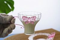 Tasse en verre 3D avec nœud papillon et support, service à thé rayé minimaliste chinois, design superposé écologique pour café et thé