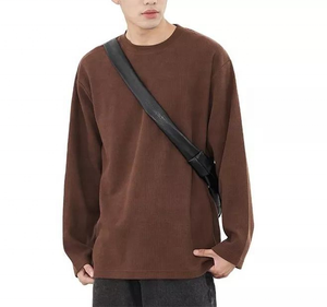 T-shirt Homme Personnalisé OEM Décontracté à Col Rond, Coupe Ample Grande Taille, Manches Longues, Tricoté Uni, 100% Coton Respirant et Séchage Rapide - Product Image 2