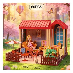 Ensemble de meubles miniatures en plastique pour maison de poupée, modèle d'assemblage de mini-maison DIY avec accessoires, jouet créatif pour enfants de 5 à 7 ans - Product Image 4