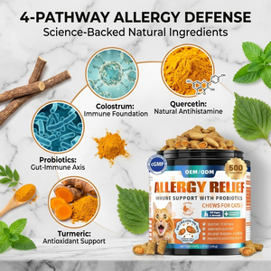 Golosinas Masticables Crujientes y Cremosas para el Alivio de <span class=keywords><strong>Alergias</strong></span> en Gatos, Refuerzan el Sistema Inmunológico, Alivian la Picazón por <span class=keywords><strong>Alergias</strong></span> Estacionales, Suplemento Probiótico con Omega 3 para Mascotas - Product Image 3