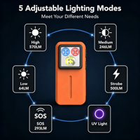 Lampe torche d'urgence mini LED à clipser 570lm, rechargeable USB, étanche IP65, personnalisable, fabrication usine avec 44 ans d'expérience, OEM ODM en gros