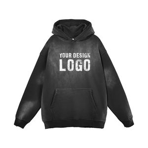 Ventes chaudes, sweat-shirts pour hommes en molleton uni dégradé, logo personnalisé, sweat-shirts surdimensionnés en molleton épais, teinture par pulvérisation pour hommes - Product Image 6