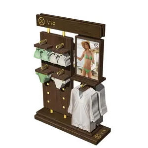 Markalı Kadın Giyim Mağazası 2-Way Iç Çamaşırı Ekran Standı, Toptan Ahşap Bayan Iç Çamaşırı Ekran