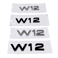 Autocollant Emblème Latéral ABS Noir Chromé W12 V10 pour Aile de Voiture, Badge de Voiture Modifié, LOGO Arrière Grand et Petit Format
