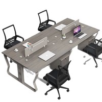 Ensemble bureau et chaise pour personnel, design moderne et simple, matériau PVC, rangement sous le bureau avec boîte à câbles, bureau d'ordinateur 4/6 places