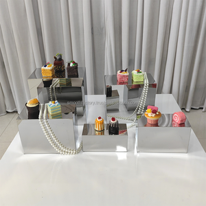 Présentoir de gâteau de mariage en acier inoxydable couleur argent moderne décorations de fête socle à dessert en métal - Product Image 3