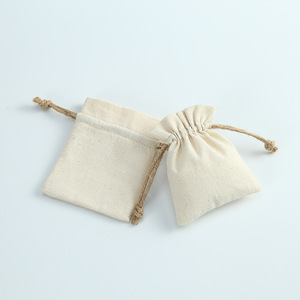 Sac à cordon pour bijoux en coton et lin, 8x10cm, 15x20cm, rangement pour bijoux, bagues, banques d'alimentation, tissu rectangulaire blanc cassé - Product Image 1