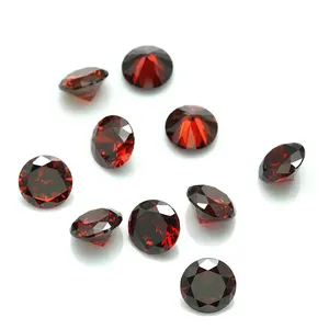 3毫米工厂百万库存圆形钻石切割合成红色石榴石宝石松散锆石立方氧化锆宝石便宜批发