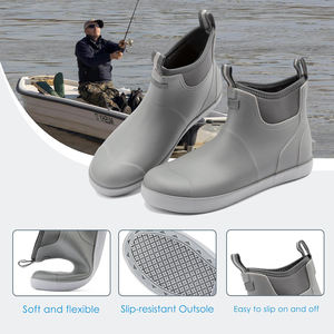 Bottes de travail et de pêche unisexes tendance personnalisables en caoutchouc gris avec cheville imperméable en néoprène antidérapante pour l'extérieur - Product Image 4