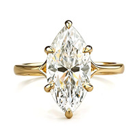 Bague pour femme en argent S925 plaqué or avec moissanite taille marquise 7x14 de 3 carats, sertie à griffes, marque NOVA