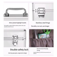 Glosen B016-5 Boîte de rangement médicale carrée en alliage d'aluminium brillant écologique avec serrure/poignée/sangle d'épaule double couche