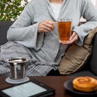Tasse à thé à double paroi de 450 ml / 15 OZ avec fond extra épais et infuseur / filtre en acier inoxydable 304 pour le thé