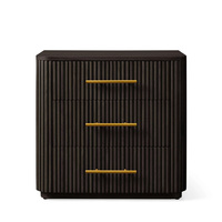 Table de chevet en bois à 3 tiroirs, style français, avec façade cannelée, pour chambre à coucher et hôtel, personnalisable OEM ODM