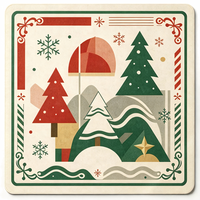 Tapis de Mahjong Américain Duoerfen en Caoutchouc Naturel Imperméable à Motif de Noël Antidérapant Portable Housse de Table Écologique pour Intérieur Domestique