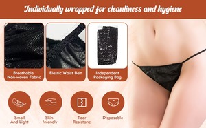 100 piezas Bikini Tanga desechable Miss Shorts para mujer Bragas Tela no tejida Calzoncillos de diamantes de imitación - Product Image 5