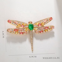 Broche Libellule Vintage Élégante XILIANGFEIZI en Cuivre et Zircon, Plaqué Or 18K avec Pierre Verte, pour Femme