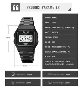 Relojes Hombre Skmei 1952 montres de luxe numériques en acier inoxydable hommes 50m de profondeur résistant à l'eau affichage sur le poignet - Product Image 5