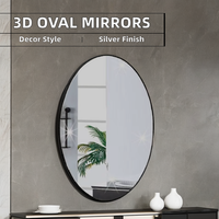 Miroir mural autocollant en gros d'usine, autocollant miroir 3D ovale en acrylique pour décoration murale DIY, miroir mural adhésif