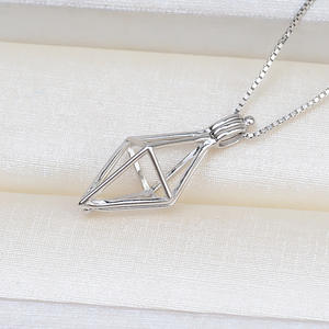 Colgante de Plata S925 con Diamantes para Mujer, Personalizable, con Orificios para Perlas, Accesorio DIY, Soporte Vacío 1819, Material Principal de Joyería Dorada - Product Image 2