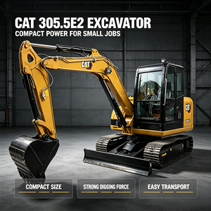 Mini-excavatrice d'occasion Caterpillar 305.5E2, 5,5 tonnes, excavatrice sur chenilles, moteur CAT d'origine 306E2 303.5E, à vendre avec peu d'heures de fonctionnement - Product Image 1