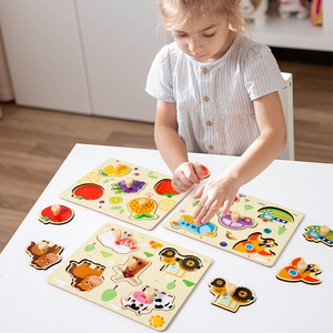 Puzzle Educativi Montessori per Bambini e Bambine con Forme di Frutta, Animali e Veicoli, Puzzle in Legno con Animali per l'Apprendimento Prescolare - Product Image 6