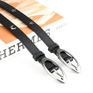 Cinturón <span class=keywords><strong>de</strong></span> Vestir <span class=keywords><strong>de</strong></span> Cuero Negro Vintage para Hombre y Mujer, Estilo Explosión <span class=keywords><strong>de</strong></span> Little Red Book, Decoración <span class=keywords><strong>de</strong></span> <span class=keywords><strong>Estrella</strong></span> <span class=keywords><strong>de</strong></span> Moda, Uso Diario, Material <span class=keywords><strong>de</strong></span> PU, Hebilla <span class=keywords><strong>de</strong></span> Aleación - Product Image 1